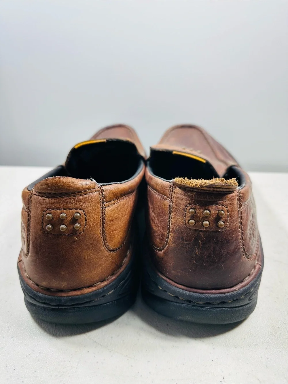 Timberland Pebbled Leather Slip On Loafer Shoe Mens Size 9,5 Brown